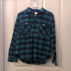 J. Crew Half-zip Plaid Flannel